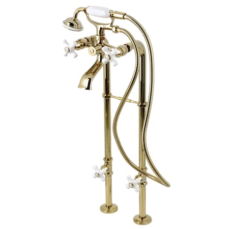 Kingston Brass Freestanding Clawfoot Tub Faucet Package with Supply Line, Polished Brass CCK266PXK2